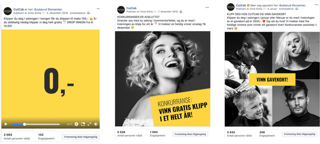 Eksempel på Cutcab på facebook