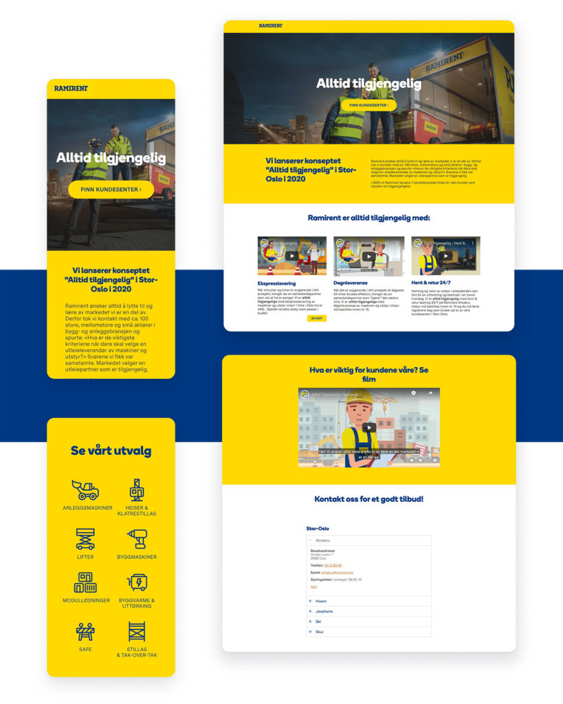 Samling av skjermdumper fra ramirent.no